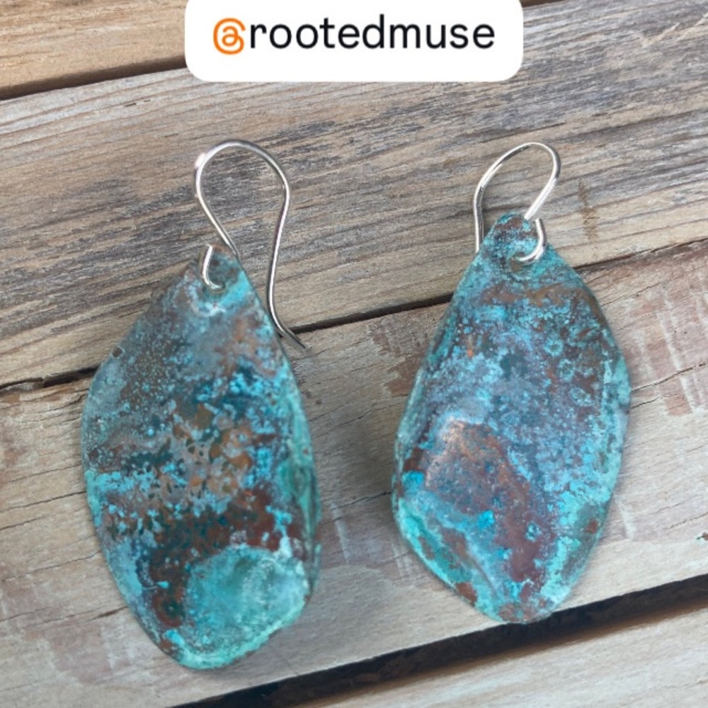 Blue and Brown Organic Earrings with Rustic Elegance